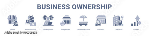 Business Ownership web banner icon vector illustration concept ,  with icon of Owner, Proprietorship, Self employed, Independent, Entrepreneurship, Business.
