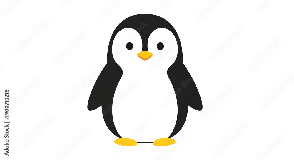 Obraz premium A cartoon penguin standing on a transparent background with a black and white body