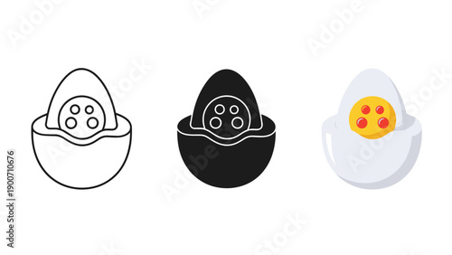 A set of three egg illustrations in different colors Vector