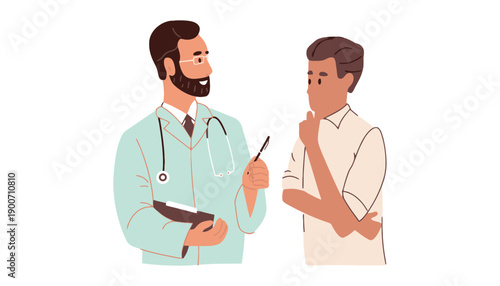 A doctor and patient having a consultation in a medical setting