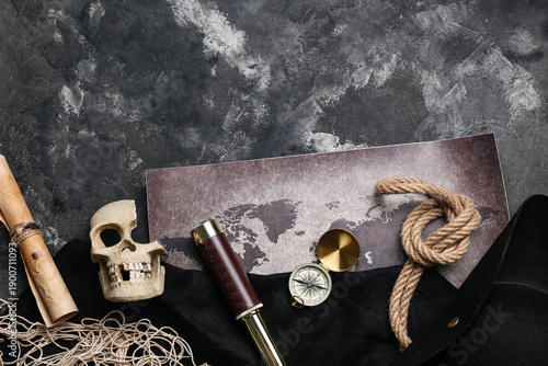 Pirate's items on grunge ba...