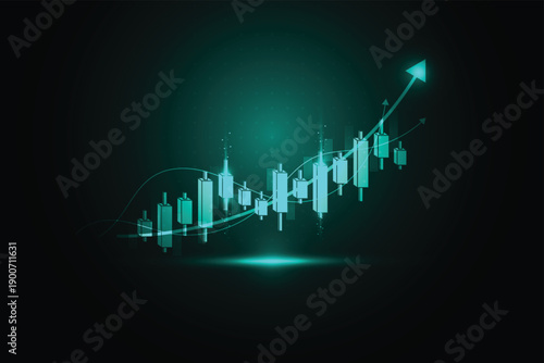 Business candle stick graph chart of stock market investment trading on white background design. Bullish point, Trend of graph. Vector illustration