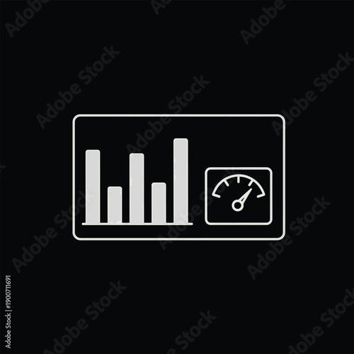 Business Analytics Dashboard with Performance Meter Icon.