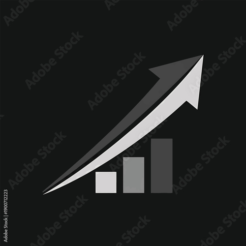 Business Growth Arrow and Bar Chart Icon.