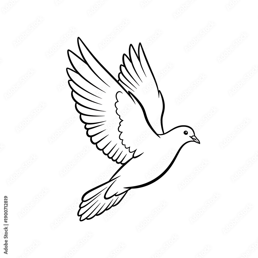 Obraz premium High quality, professional, modern flying dove with wings spread wide in mid air background, concept, illustration, design