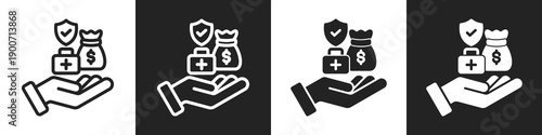 Incentive Line And Solid Icon In White And Black Background