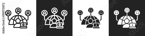 Outsourcing Line And Solid Icon In White And Black Background