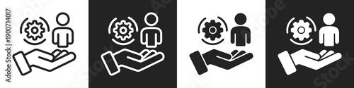 Employee Line And Solid Icon In White And Black Background