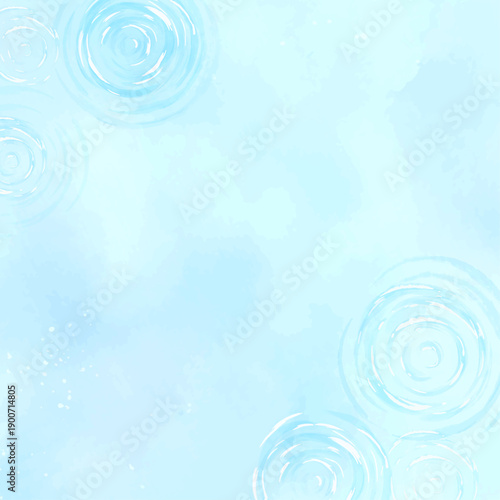 水彩風の涼しげな水面と大きな波紋_正方形