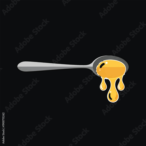 Golden Honey Dripping From A Spoon.