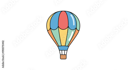 Colorful hot air balloon soaring high in the clear blue sky travel adventure.