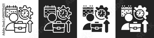 Part Time Icon Line And Solid Icon In White And Black Background