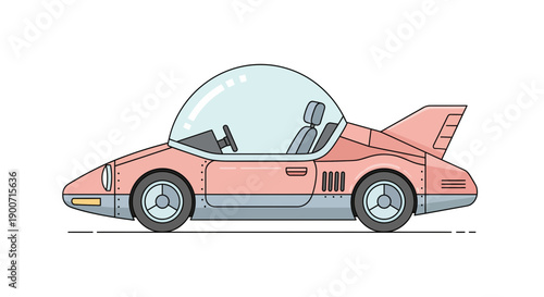 Futuristic pink car with a bubble top and sleek design ready for the future.