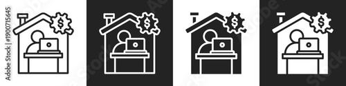 Freelancers Icon Line And Solid Icon In White And Black Background