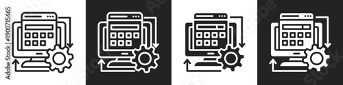 Application Icon Line And Solid Icon In White And Black Background