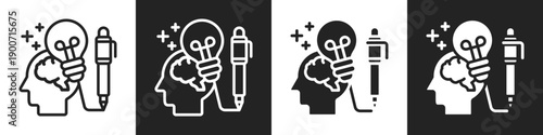 Creative Icon Line And Solid Icon In White And Black Background