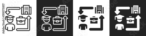 Internship Icon Line And Solid Icon In White And Black Background