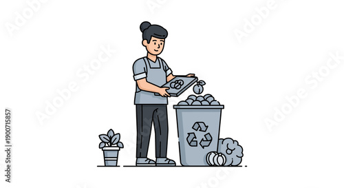 Person recycling waste into a bin for environmental protection and sustainability.