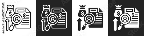 Hiring Costs Icon Line And Solid Icon In White And Black Background