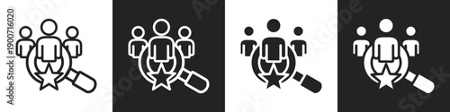 Talent Acquisition Icon Line And Solid Icon In White And Black Background