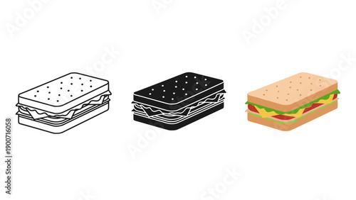 A simple illustration of three sandwiches Vector