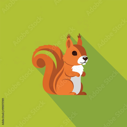 Cute cartoon squirrel illustration with long shadow.
