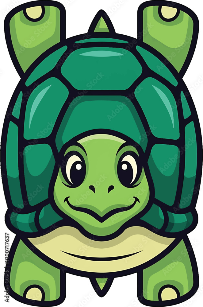 Obraz premium Cute cartoon turtle illustration with a friendly face.