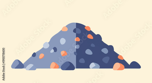 Pile of textured rocks in blues and oranges