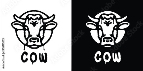 Graffiti cow logo vector design