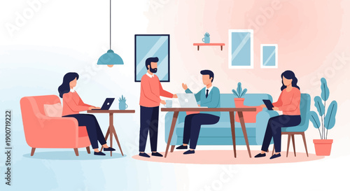 Team working together in a modern office space