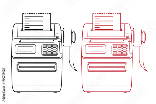 Thermal Receipt Printer Line Icon Illustration