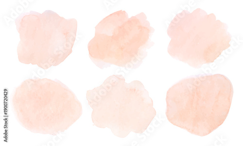 Peach watercolor splash with soft coral and rose tints form vector abstract background, featuring gentle blotch patterns and light pastel washes ideal for creative projects.
