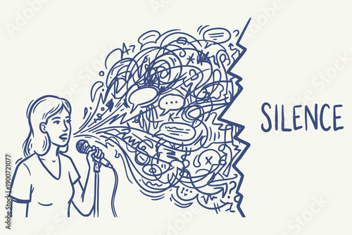 Chaotic Communication Silenced Freedom of Speech Suppression Concept