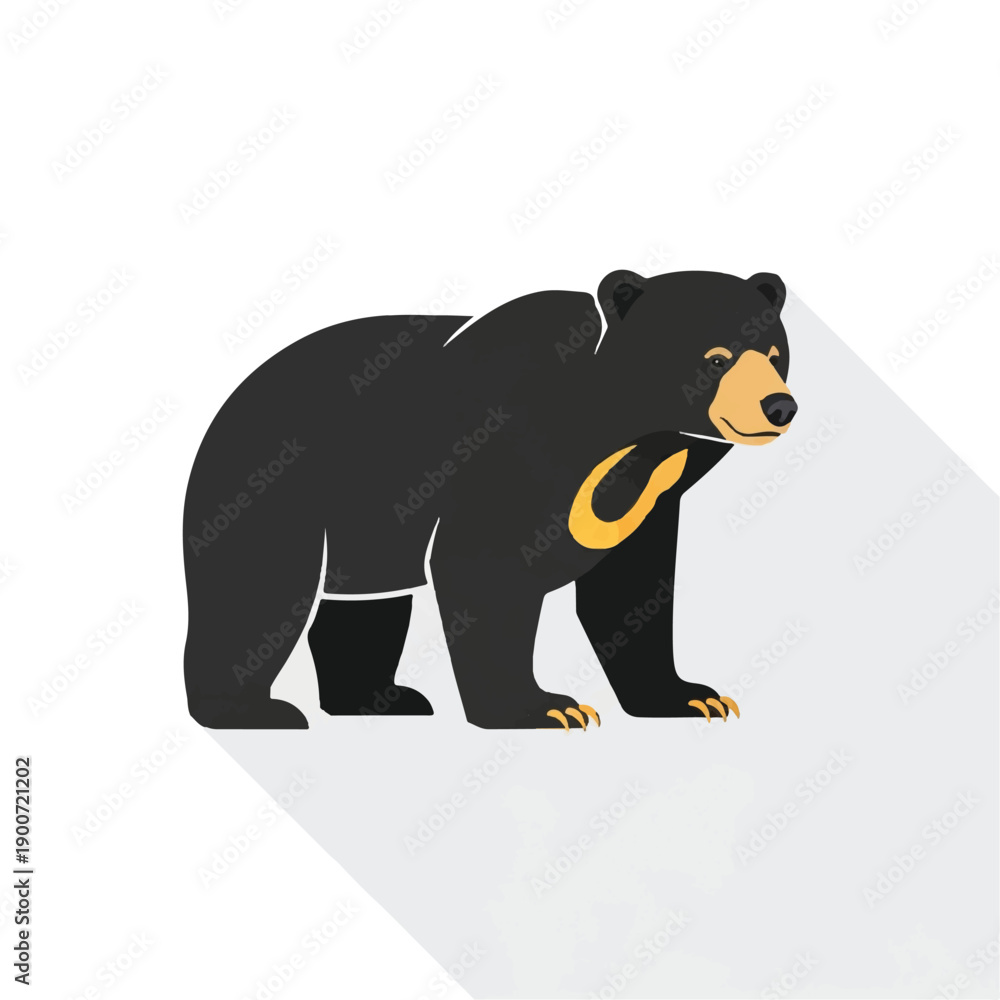 Fototapeta premium Black Bear Graphic Illustration with Golden Chain.