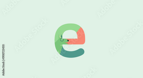 stylized lowercase letter e formed by abstract animal shapes and colors