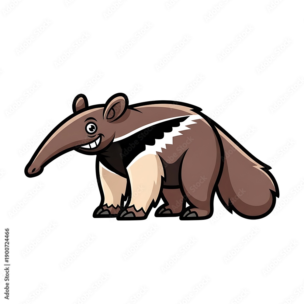 Fototapeta premium Cartoon illustration of a giant anteater.