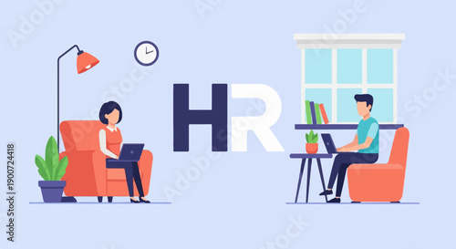People working remotely with HR in the background