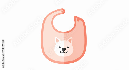 Simple cartoon baby bib with a cute white cat face
