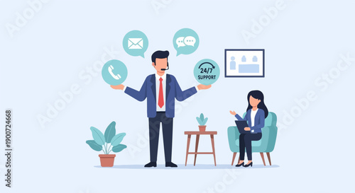 Professionals offer communication channels and round-the-clock customer support services