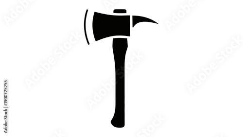 Black axe with wooden handle.