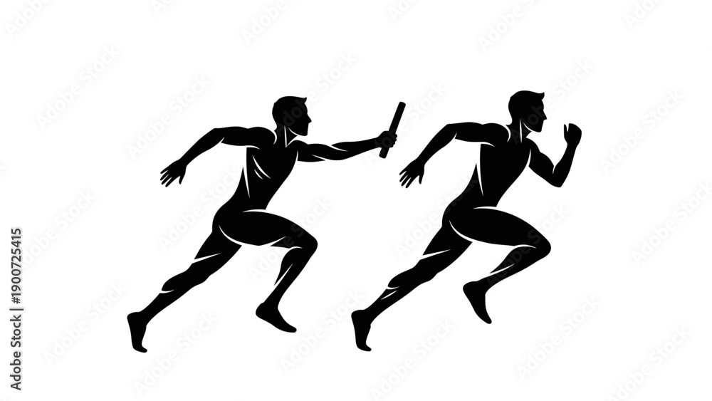 Fototapeta premium Two male athletes sprinting fast.