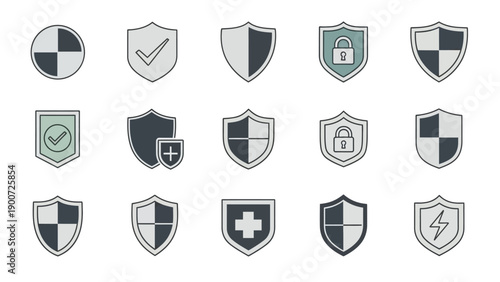 Collection of various shield logos.