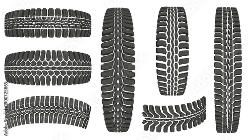 Tires with different tread patterns.