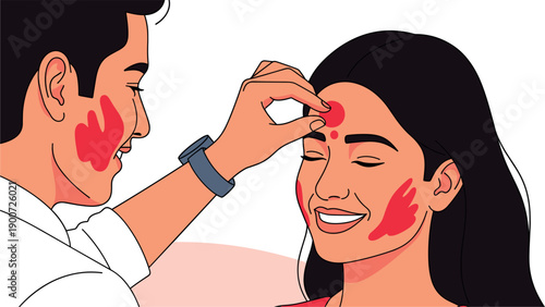 Couple applying face paint festival makeup colorful celebration close-up happy emotions