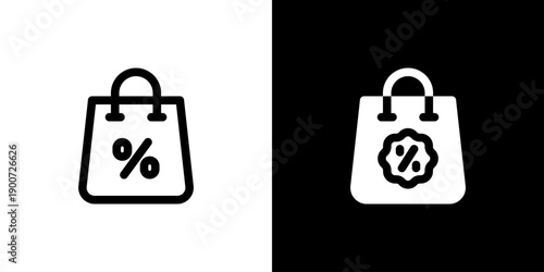 Shopping Bag icon concept with flat Black White Background. Vector illustration.