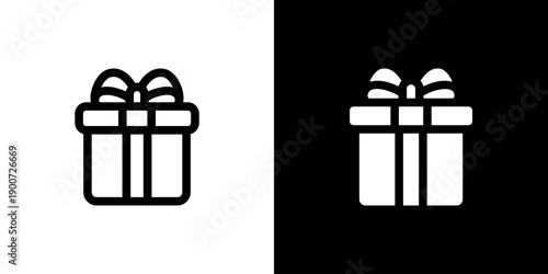 Gift icon concept with flat Black White Background. Vector illustration.