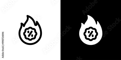 Hot Sale icon concept with flat Black White Background. Vector illustration.