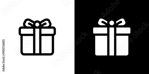 Gift icon concept with flat Black White Background. Vector illustration.