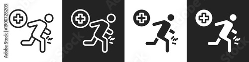 Injury Line And Solid Icon In White And Black Background
