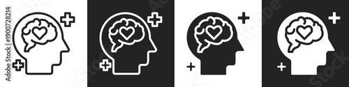 Psychologist Line And Solid Icon In White And Black Background